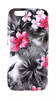 Накладка силиконовая с рисунком iPhone 6 Flowers Черный - фото, изображение, картинка