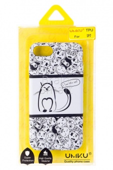 Накладка силиконовая Umku iPhone 7/8 Коты Белый(6) - фото, изображение, картинка
