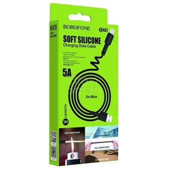 USB кабель Micro Borofone BX31 Soft Silicone (1м) Черный - фото, изображение, картинка