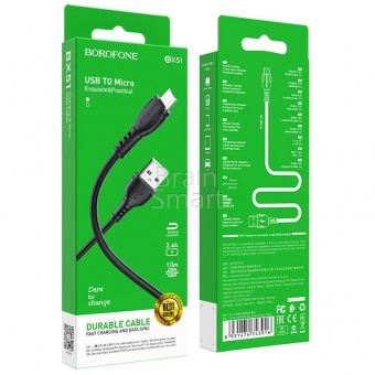 USB кабель Micro Borofone BX51 2,4A (1м) Черный* - фото, изображение, картинка