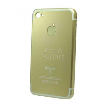 Накладка алюминиевая с лого iPhone 4/4S Золотой - фото, изображение, картинка