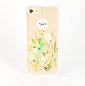 Накладка силикон Kauaro Цветы зеленый Swarovski iPhone 7 Plus/8 Plus Прозрачный