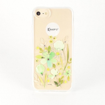 Накладка силикон Kauaro Цветы зеленый Swarovski iPhone 7 Plus Прозрачный