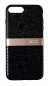 Накладка силиконовая XO iPhone 7 Plus/8 Plus кожа с метал. вставкой Черный