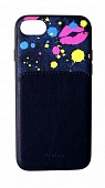 Накладка силиконовая MeanLove Lip с кожаной вставкой iPhone 7/8 Синий