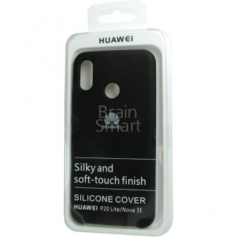 Накладка Silicone Case Huawei P20 Lite/Nova 3e (18) Чёрный - фото, изображение, картинка